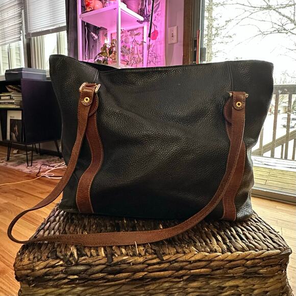 UNISA x Black Brown Leather Shoulder Bag Laptop Commuter Travel - Picture 6 of 6